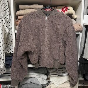 Express Taupe Teddy Jacket